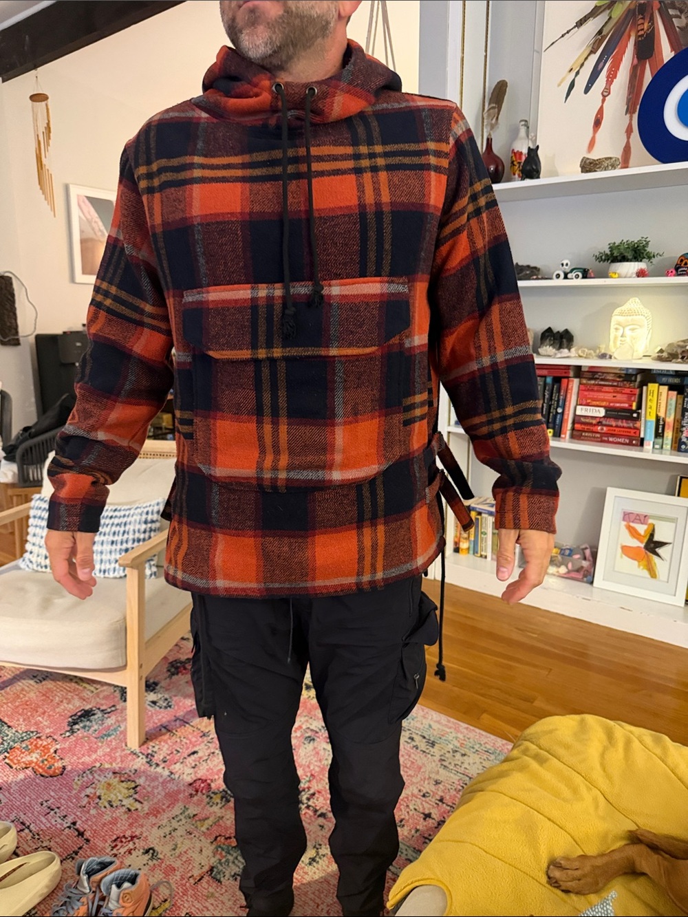 Kith Orange & Black Plaid Hooded Pullover